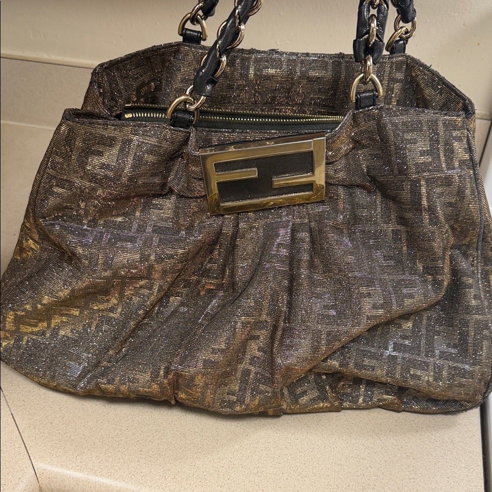 Fendi Shimmering Metallic Shoulder Bag